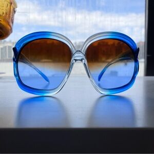Vintage 60s - 70s Authentic Blue Funky Sunglasses Taiwan